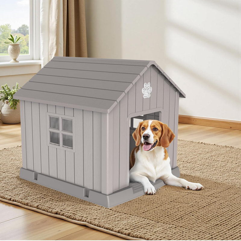 Niche pour chien 38 po en plastique pour l'extérieur avec niche pour l'extérieur, H 38,82 po x l 40,87 po x L 37,8 po, Bleu