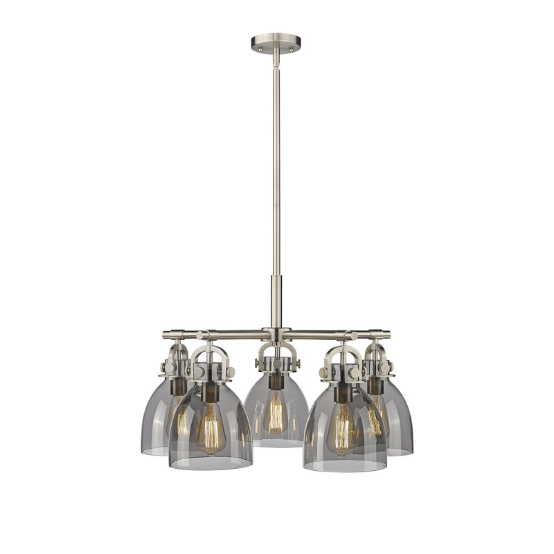 Lustre suspendu 5 lumières 7 po Avacyn, Plaqué couleur fumée, Nickel satiné