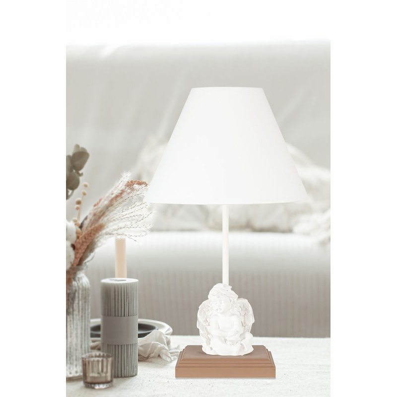 Lampe de table 16,5 po, Blanc, Blanc / Brun