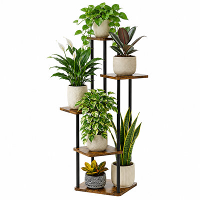 Support pour plante 5 tablettes de fleurs d'intérieur en métal pour plusieurs plantes