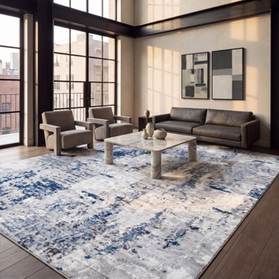 Minyard Abstract Gray/Blue Area Rug
