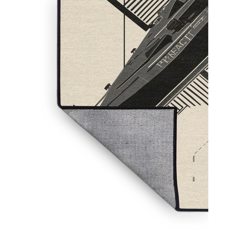 Tapis géométrique beige élégant et chic lavable à la machine Eldred, 7 x 9