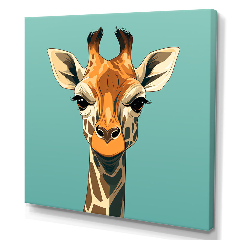 Portrait rétro de girafe Insta - art mural girafe, Toile tendue, H 16 po x l 16 po x P 1 po