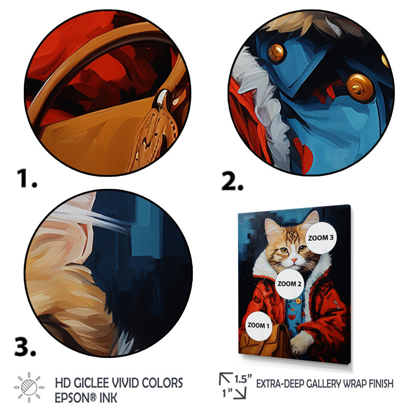 Portrait de chat brun, mode II, H 44 po x l 34 po x P 1,5 po, Cadre simple noir