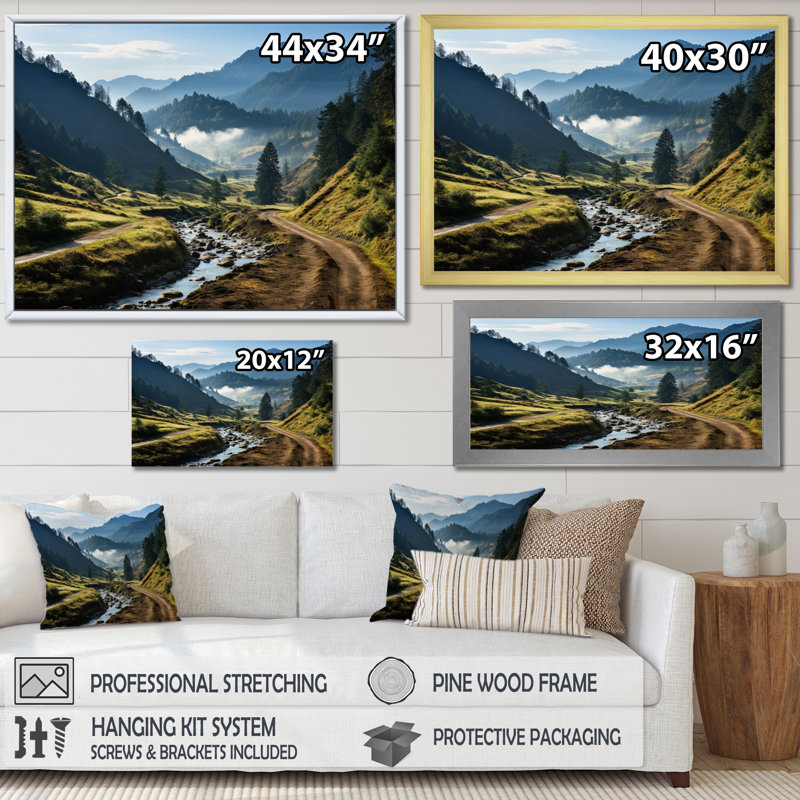 «USA Great Smoky Mountains Landscape II», reproduction d'art sur toile, H 12 po x l 20 po x P 1 po, Cadre flottant blanc