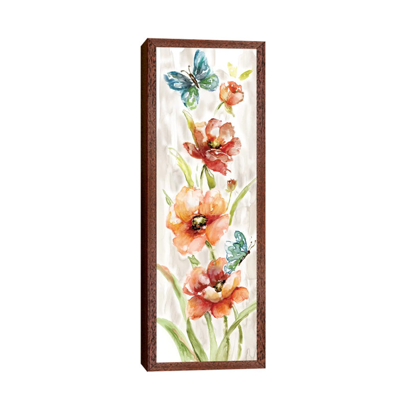 Butterfly Fantasy II by Nan - Panoramic Painting on Canvas, Classic Brown Wood Framed, 152.4 cm H x 50.8 cm W