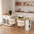 Expandable Kitchen Island With Dining Table, Power Outlet, 2 Drawers, Open Shelves And Movable Wheels