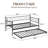 Twin Metal  with Trundle. Steel Slat Support. Metal Sofa Bed Frame. Heart-Shaped Headboard. Space-Saving Sofa Bed for Bedroom Living Room Guest Room. Easy Assembly