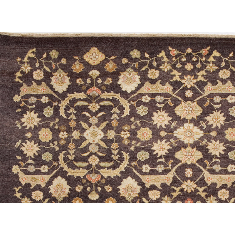 Wool Oriental Area Rug in Chocolate/Beige/Red, Rectangle 6' x 9'