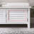  White Retro Style Wood Upholstered Entryway Fabric Storage Shoe Bench-111820587
