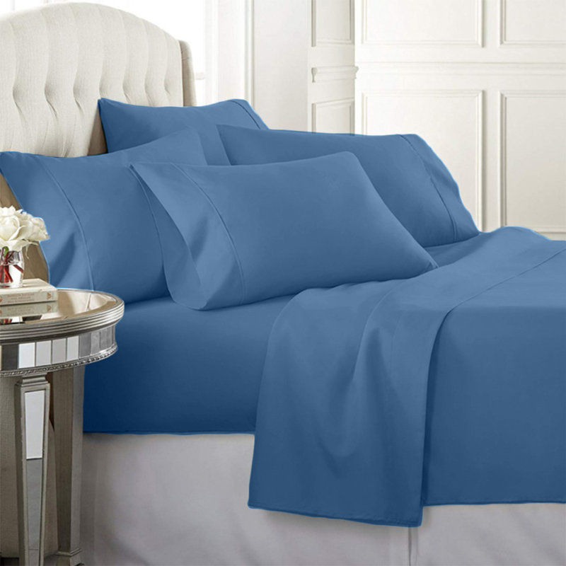 Dusty Blue Queen Ultra-Soft Microfiber 6-Piece Sheet Set
