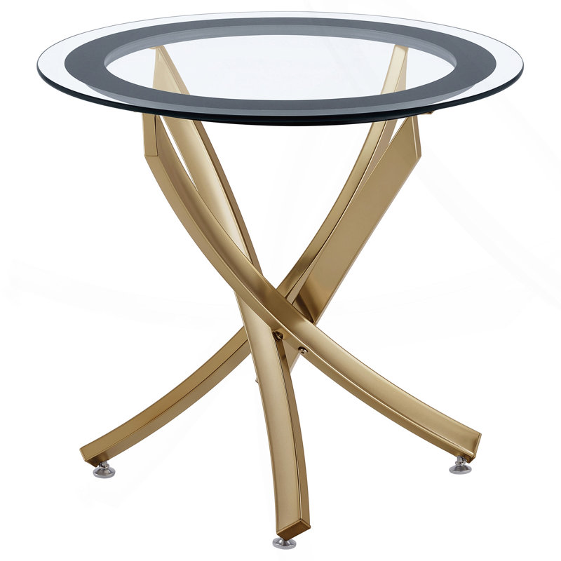 Brass Round Glass Top End Table