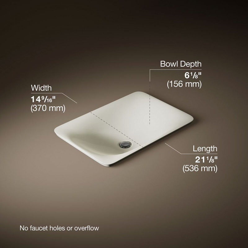 Carillon® Ceramic Rectangular Drop-in Bathroom Sink, Biscuit