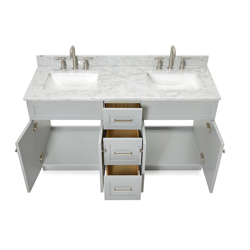 Partham 61" Double Bathroom Vanity Set, Gray