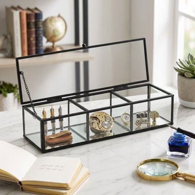 Boîte de présentation en verre à miroir 10,6 "avec 3 compartiments Verena