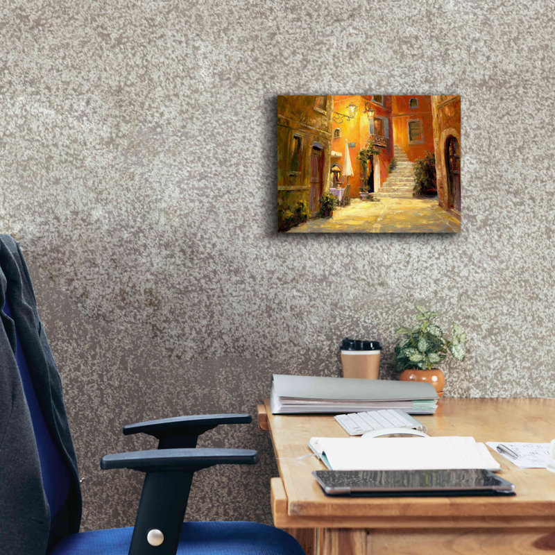 «Lighted Alley» par Haixia Liu - reproduction d'art sur toile tendue, H 12 po x l 16 po x P 0,75 po