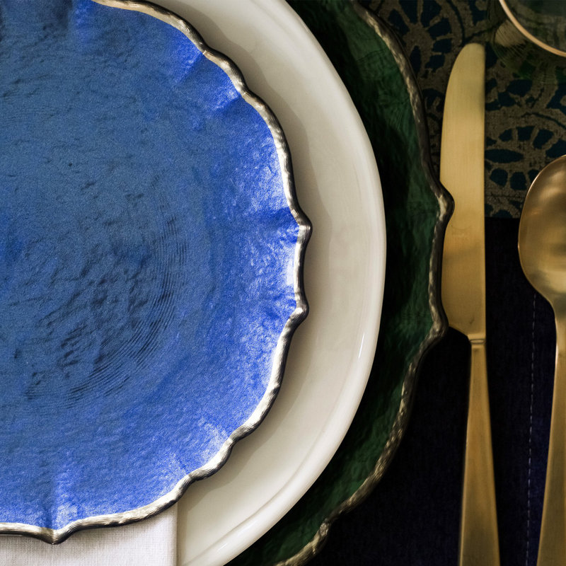Baroque Glass Salad/Dessert Plate, Cobalt