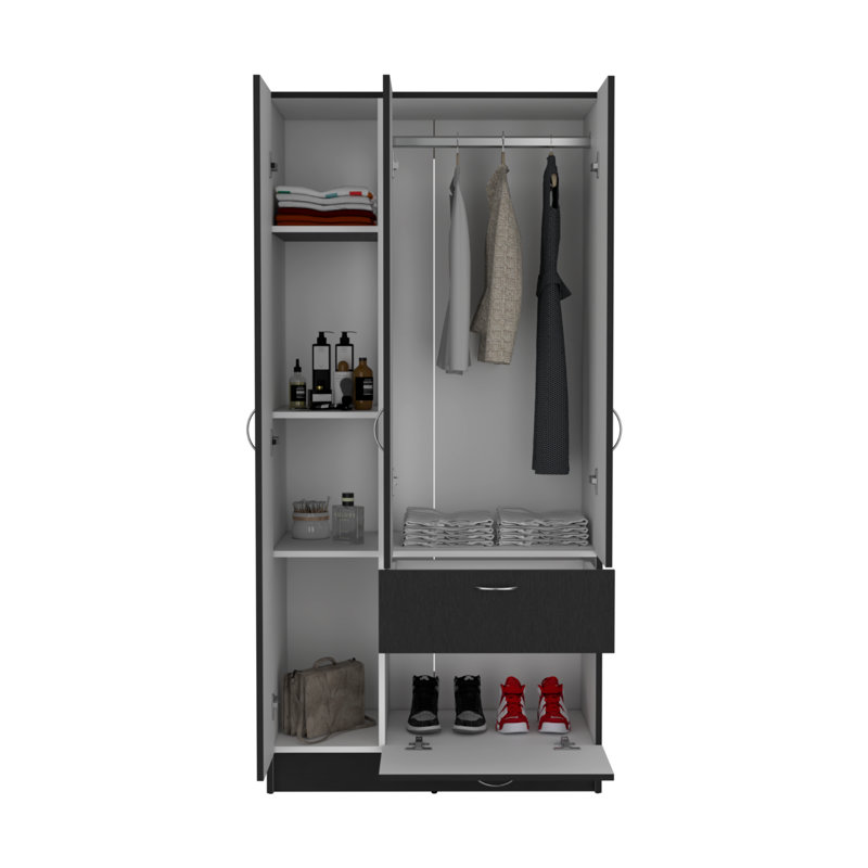 Ramblas 2-Cabinet Bedroom Armoire, with One Drawer and One Hidden Drawer for Shoes