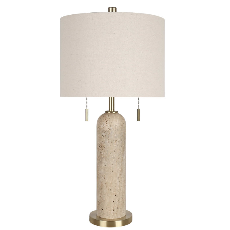 Travertine Elegance Table Lamp - Soft Gold