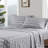 4 Pcs King Sheet In 100% Cotton Flannel Grey Ski Jump, Brushed For Soft Velvet Feel, Machine Washable Easy Care, With 1 Fitted Sheet, Flat 2 Pillowcases, - Elastic Fit Jump Of Flannel, Elasticized-125950406-125950408