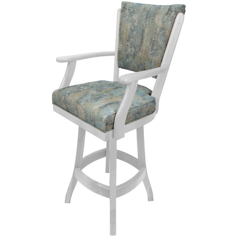 Irminger Classic Swivel Wood Extra Tall Stool, Extra Tall (34" Seat Height), Blue Polyester Blend/White Frame