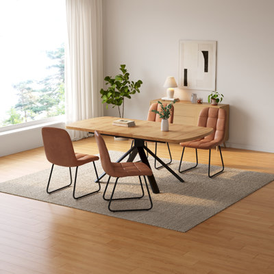 Costner 5 Piece Retangular Dining Set, Oak Finish Table And Upholstered Chairs