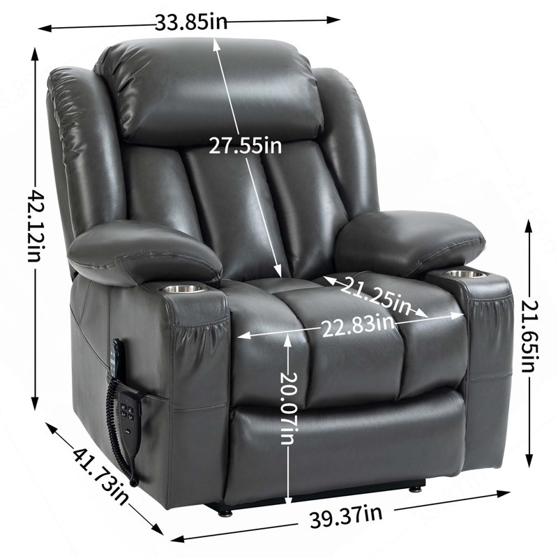 Fauteuil inclinable à deux moteurs avec porte-gobelet en acier inoxydable, massage par vibration à 8 points et chauffage lombaire