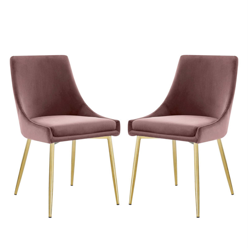 Modway Viscount Performance Velvet Dining Chairs, Pink