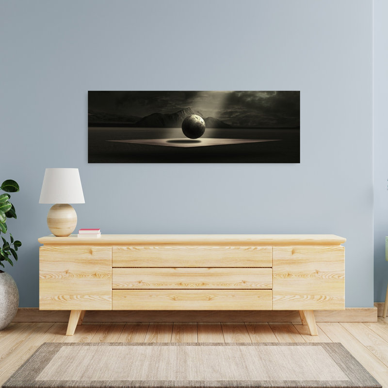 Art mural abstrait surréel sur un paysage flottant, H 16 po x l 48 po