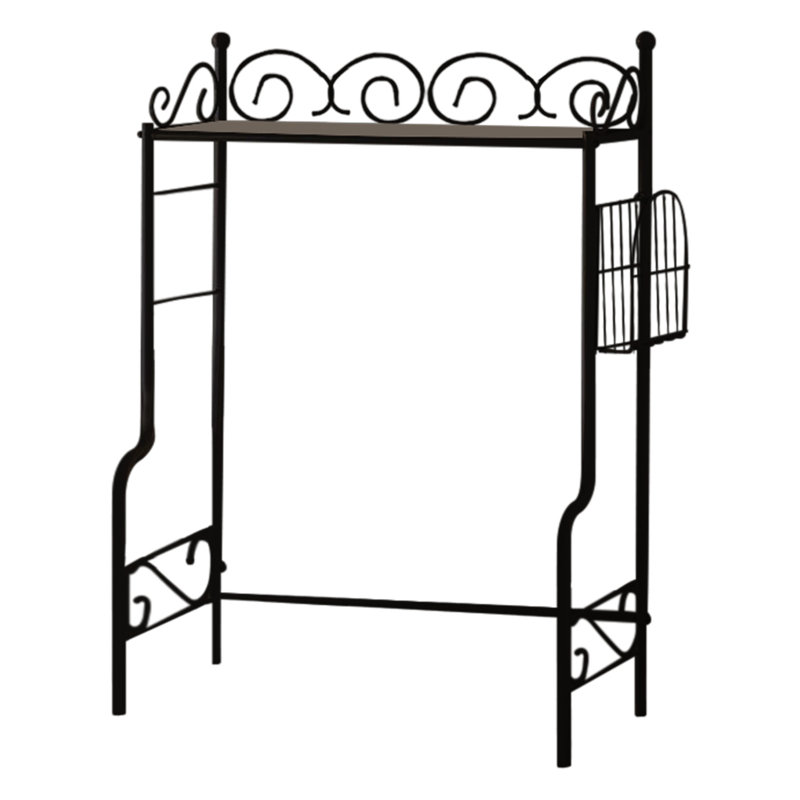 Freestanding Bathroom Shelf Storage Organizer Rack with Three Open Shelves and Over Toilet Design for Towels Toiletries and Decorative Display in a Compact and Functional - Black