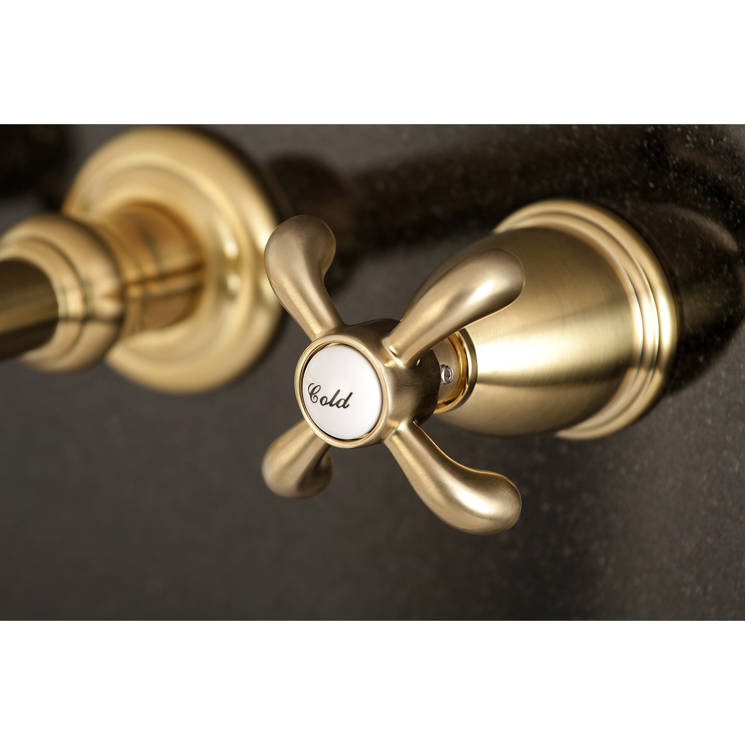 French Wall-Mounted Roman Tub Faucet, Satin Brass