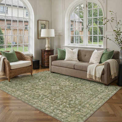 Tapis floral lavable à la machine avec envers antidérapant Veyra