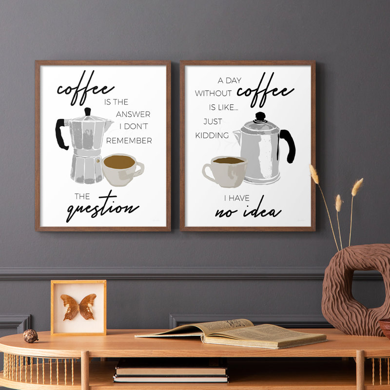«Coffee is the Response» - Impression encadrée de qualité supérieure - Prêt à accrocher - Aucun clou requis - Aucun clou requis