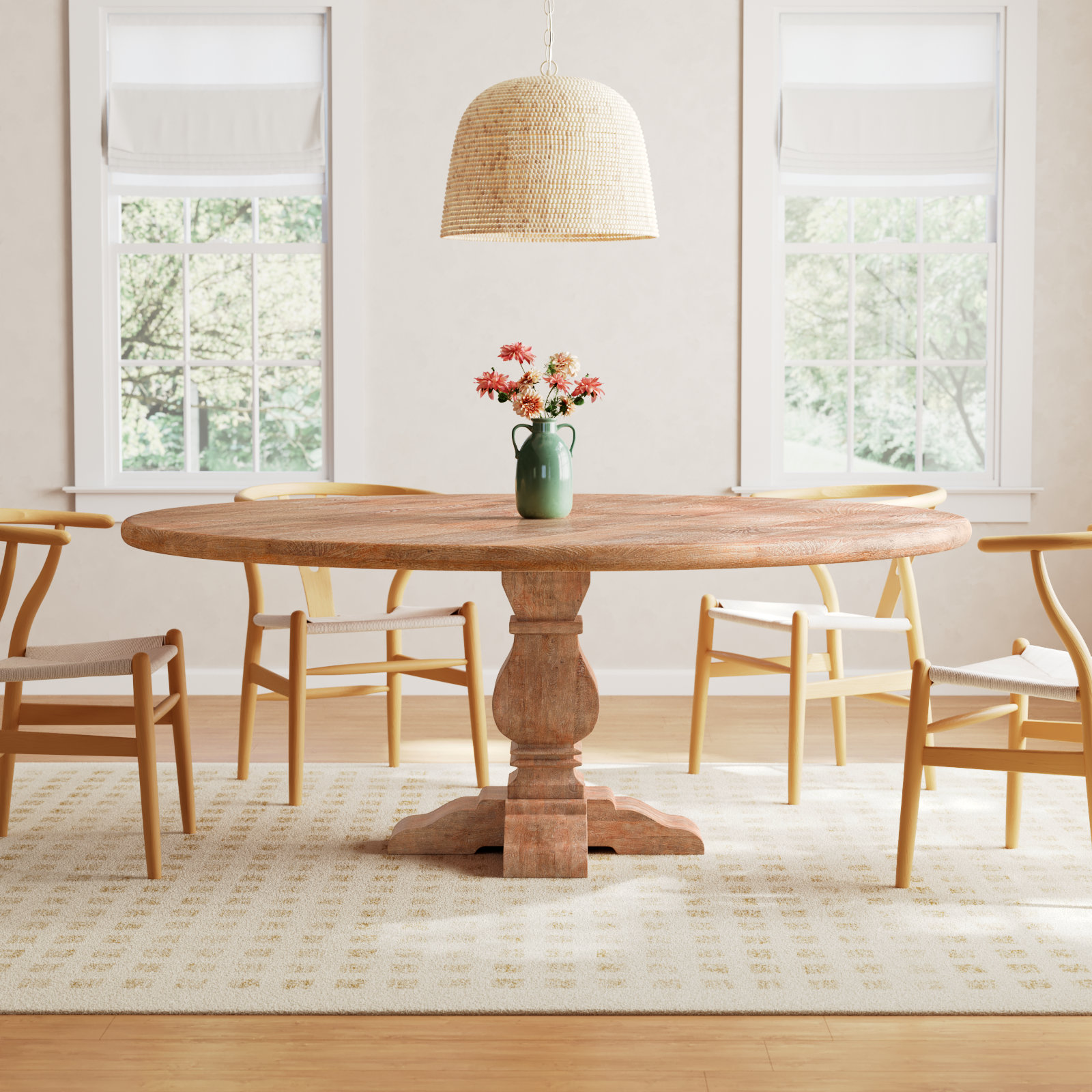 Lyons Round Dining Table, 30" H x 72" W x 72" D, Brown