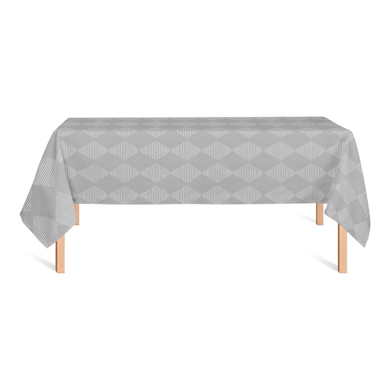 Rectangular Argyle Polyester Tablecloth, Gray
