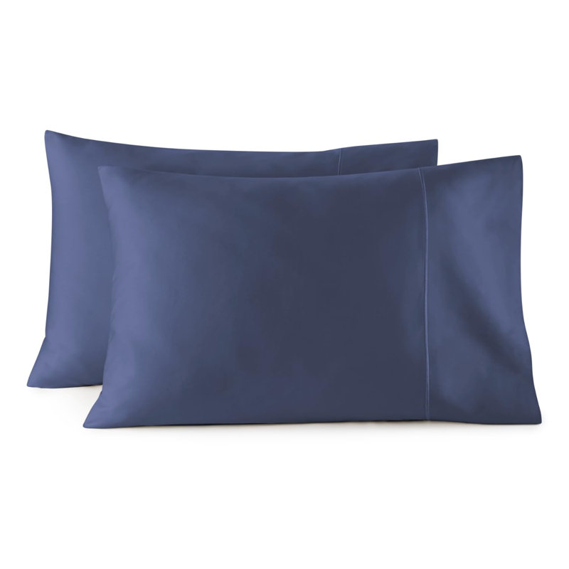 100% Organic Cotton Pillow Cases King Size Set of 2-100% Cotton Pillowcases GOTS Certified 500 Thread Count - Naturally Cooling Comfortable Breathable & Soft Pillow Cases (Navy, King)