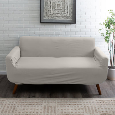  Housse extensible pour canapé en piqué de couleur ivoire | Housse de canapé élastique | Protecteur de meubles | 96,5 po x 63 po x 27,5 po