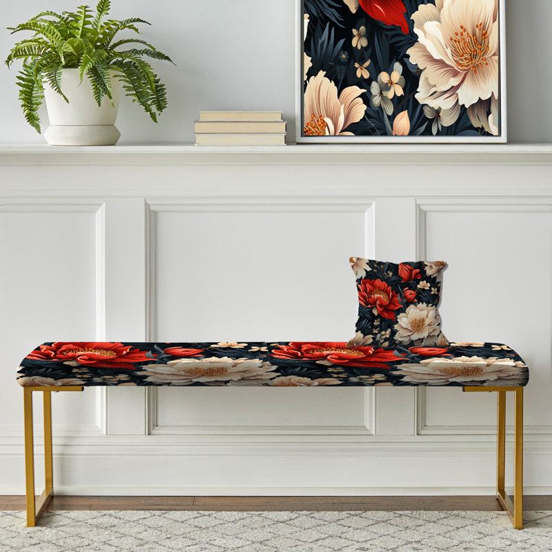 Banc rembourré or, Enchanting Red Peonies Garden Flourish