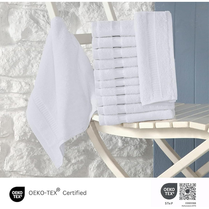 Premium Turkish Cotton Face Towels Set of 12 Plush Absorbent and Quick Drying Towels for Ultimate Comfort 13"x13"