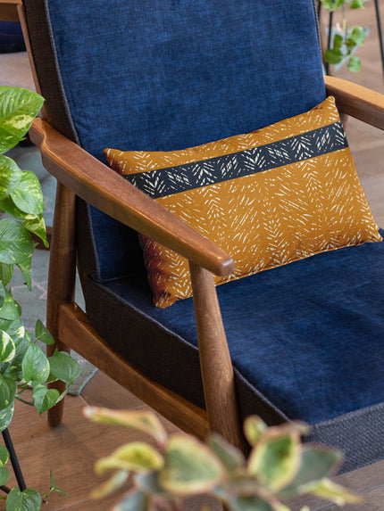 Housse de coussin Batik, Abstrait bleu / orange