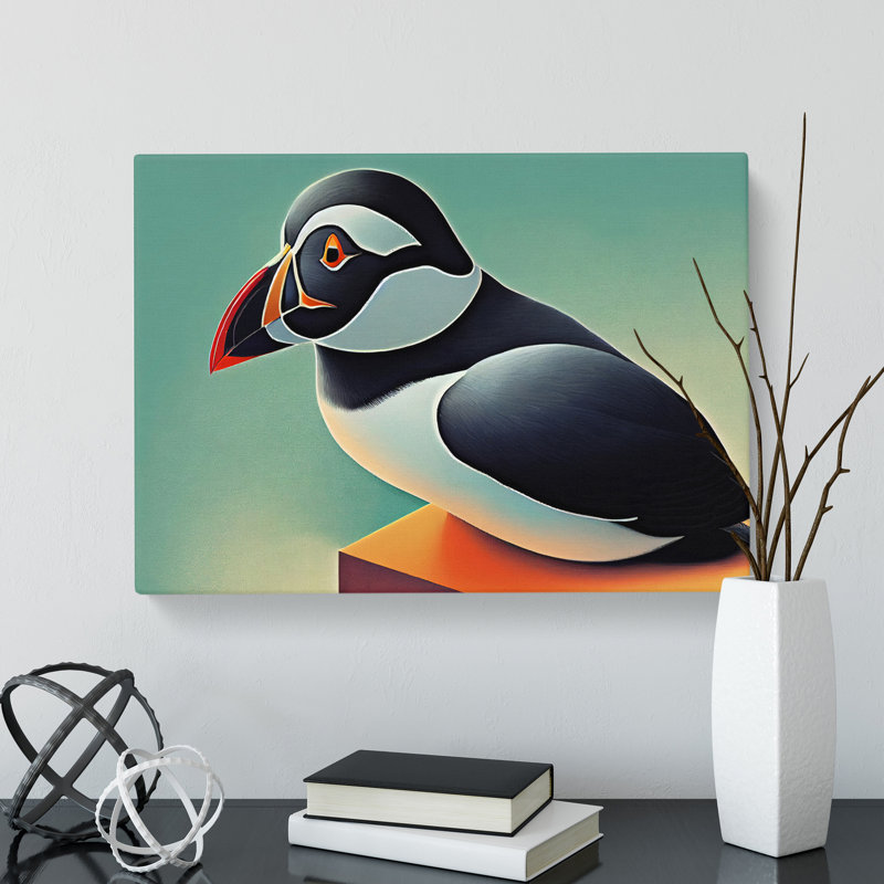 Enticing Puffin Bird - Wrapped Canvas, 50cm H x 76cm W x 3cm D