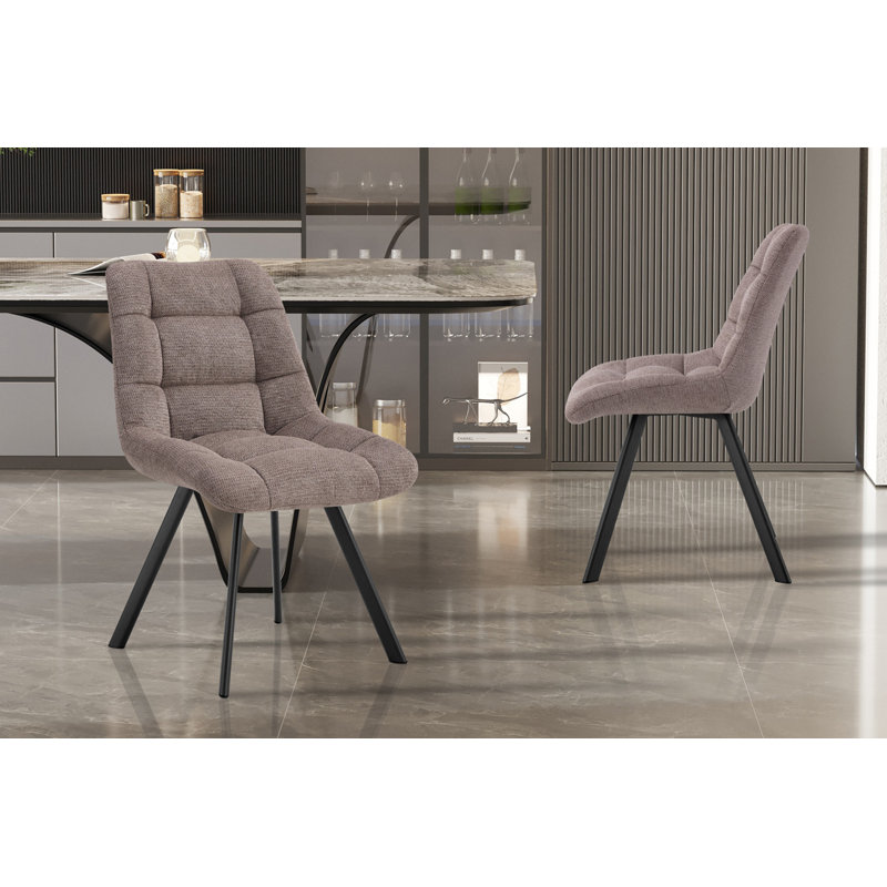 Ephemerine 49cm H Upholstered Metal Side Chair, Light Brown
