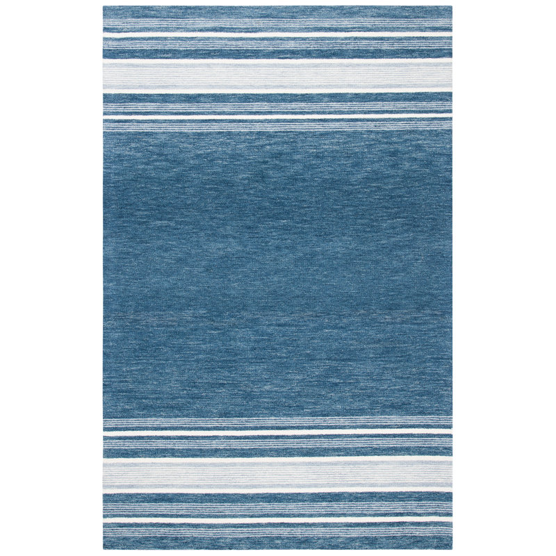 Tapis d'intérieur en laine à rayures Thaxton, Rectangulaire 3 pi x 5 pi