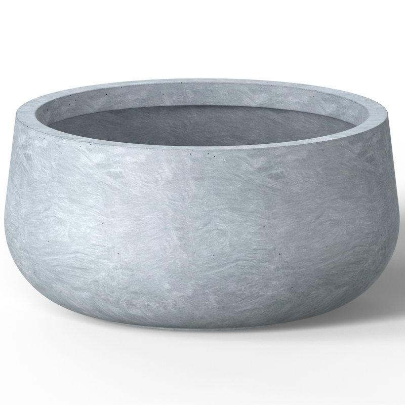 Renfrew Concrete Pot Planter, 10" H x 19" W x 19" D, Cool Slate