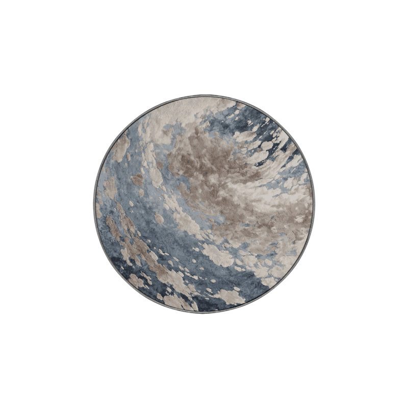 Tapis gris lavable à la machine, Rond 6 pi