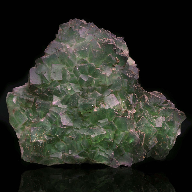 Zonage vert et mauve Fluorite avec pyrite et chalcopyrite