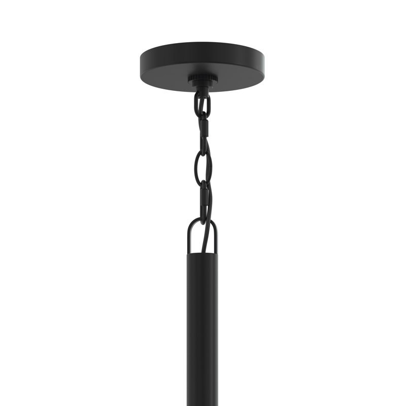 Lustre noir mat à 5 lumières avec abat-jours en verre Mack, Noir mat, 5