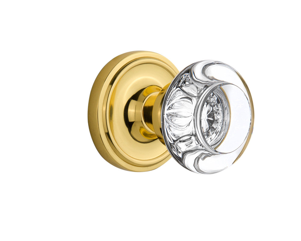 Classic Rosette with Round Clear Crystal Door Knob Nostalgic Warehouse 