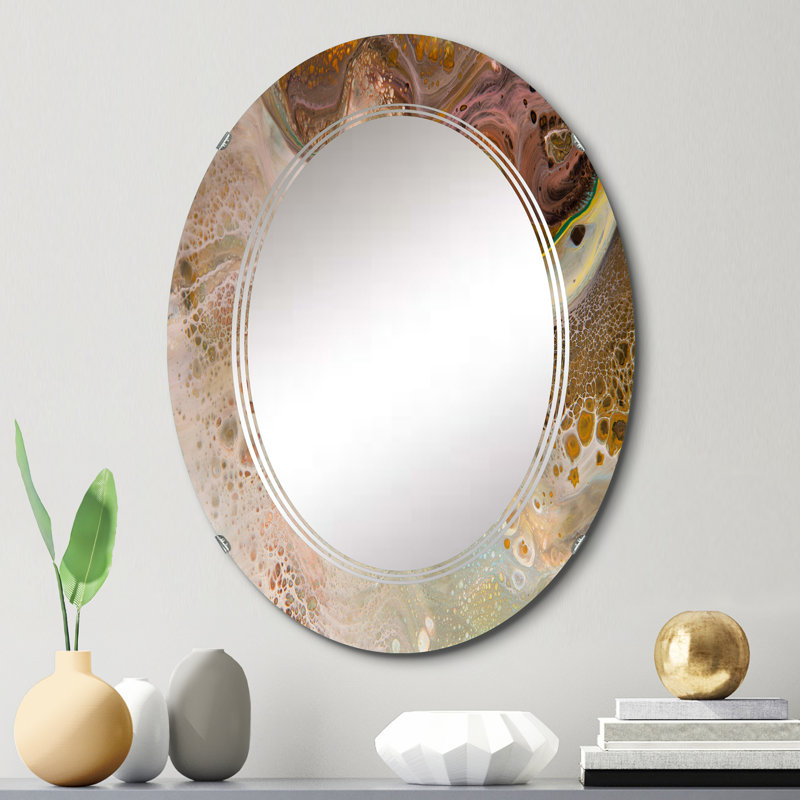 Gold Brown Marble Universe Wall Mirror, Modern Printed - Abstract Gold And Brown Marble Universe, 30" x 20"
