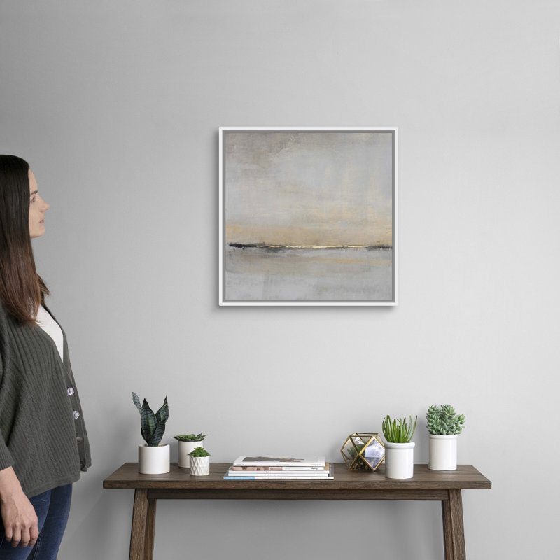 «Horizontal Flow II» par Tim O'Toole - Peinture sur toile, Toile avec cadre photo, H 22 po x l 22 po, Blanc